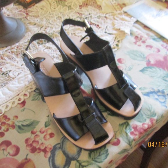 Jeffrey Campbell Black Patent Heel Sandals 6.5 NEW - Picture 5 of 13